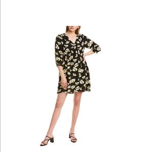 BA&SH V- neck  Black Floral Uta Baby doll Dress M
